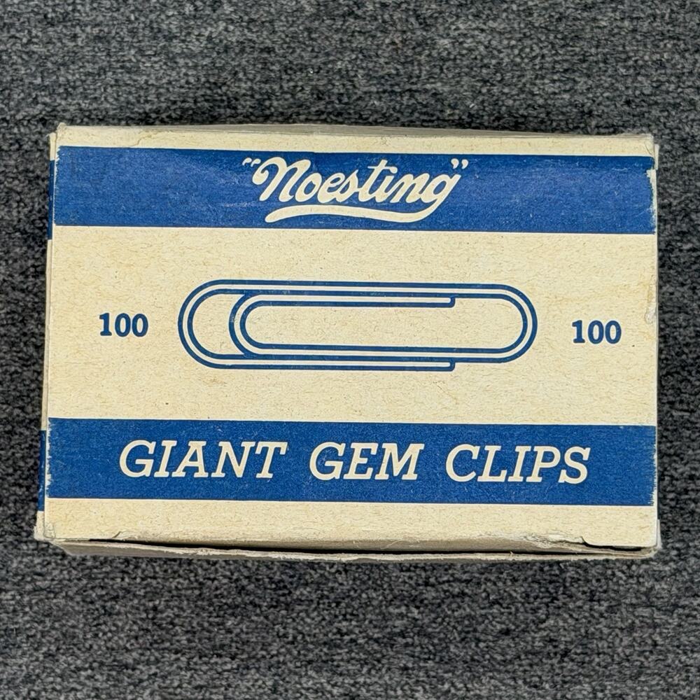 Vintage Noesting Giant Gem Clips Metal Paperclips 100Pcs Made In USA Mid Century